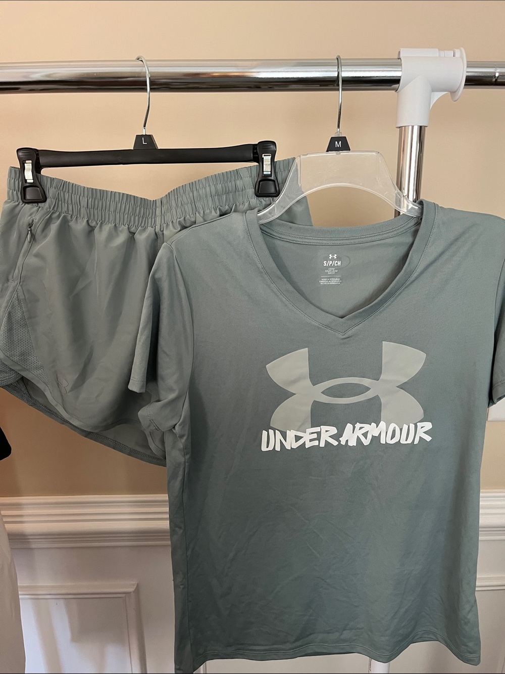 Under Armour Sage Green Active Tee & Shorts Set